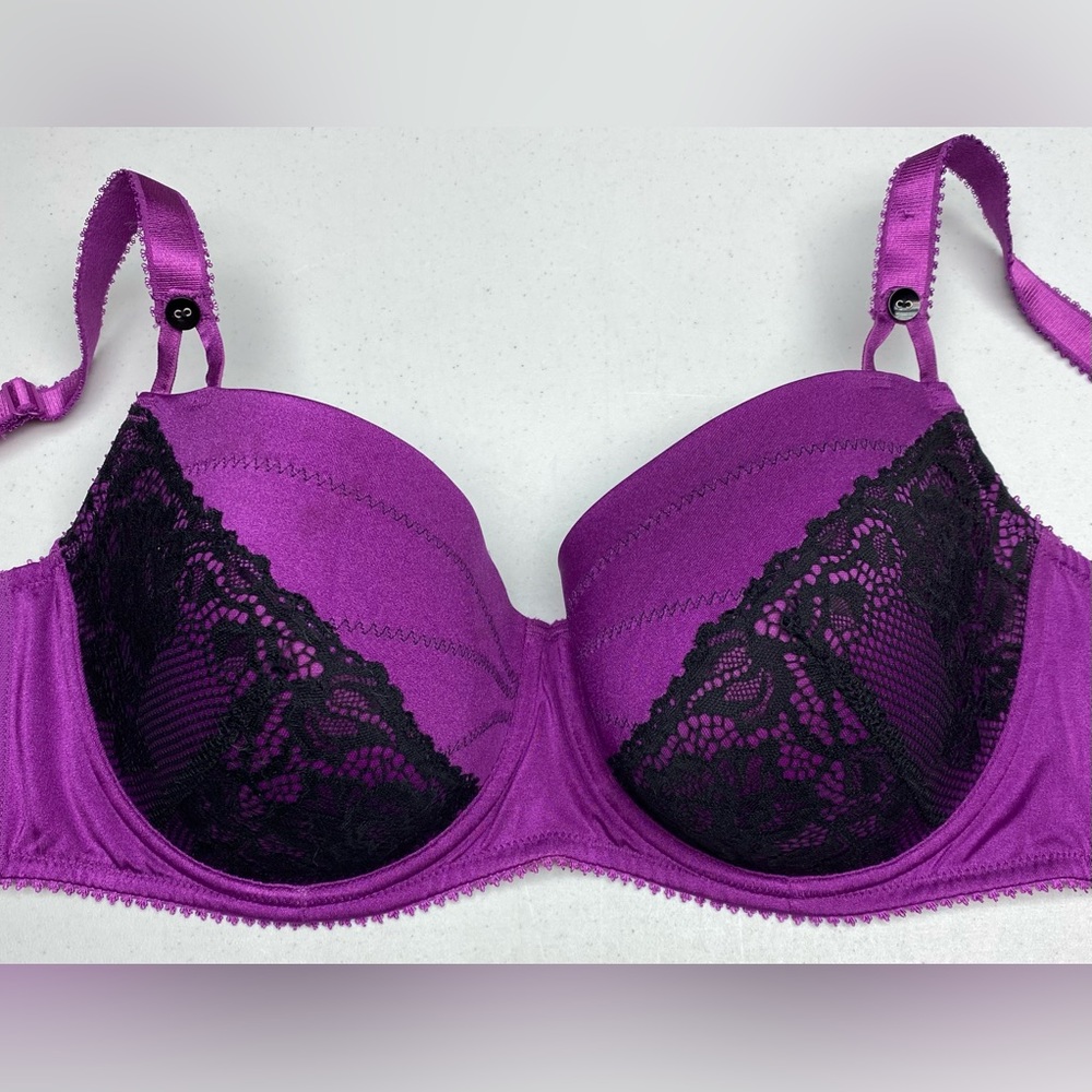Deesse VIOLET/BLK Lightly Lined Underwire, 38DDD  *P1045